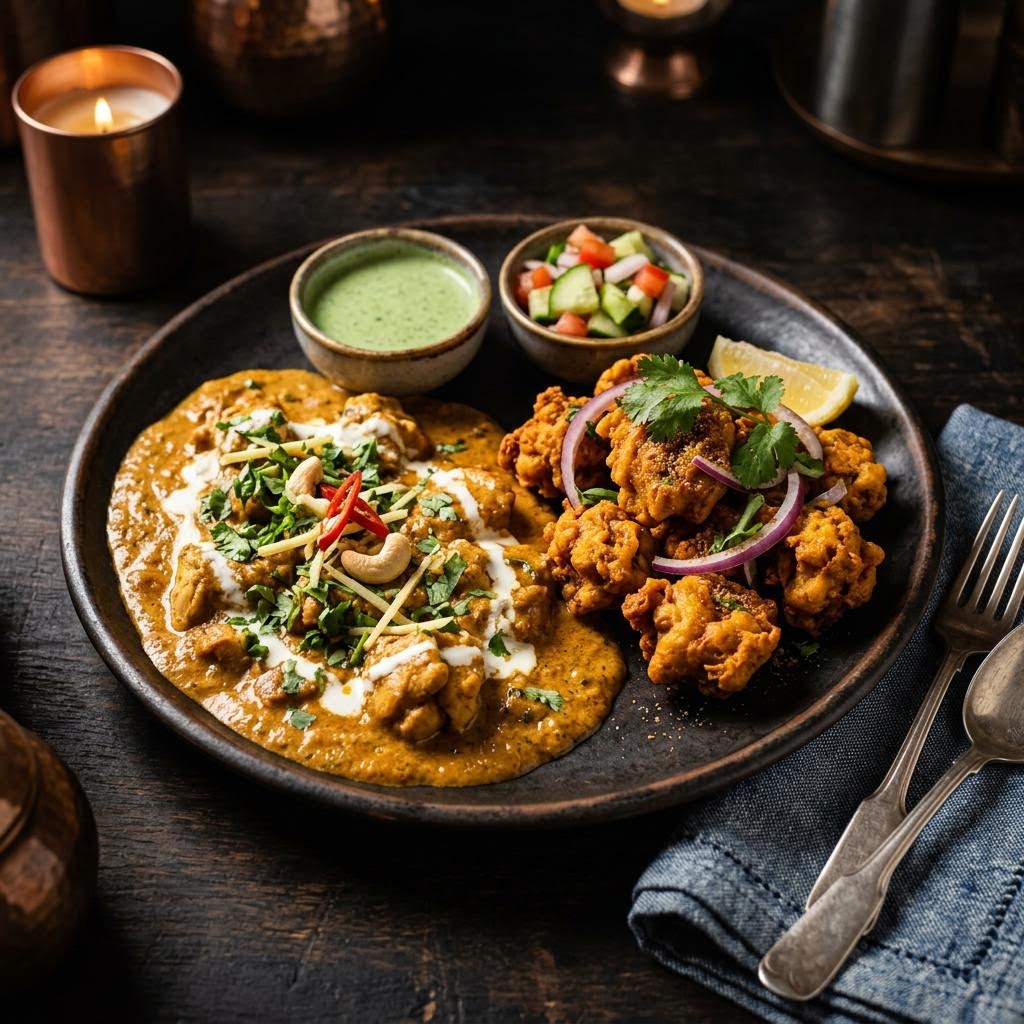 Guntur Chicken Curry + Golconda Mutton Curry + Mom's Dal + Bilal Rice + Roti + Spiced Raita