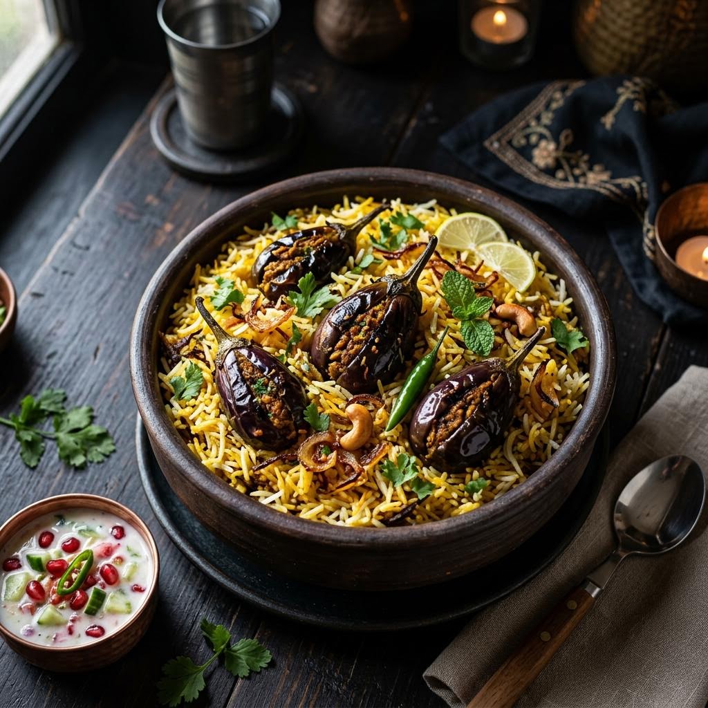 Guthi Vankaya (Brinjal) Biryani