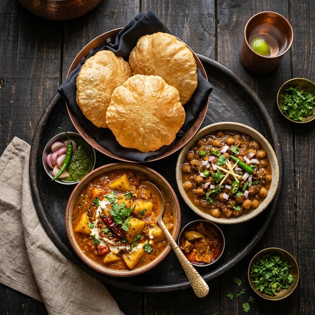 Poori Aloo or Chole Bhature
