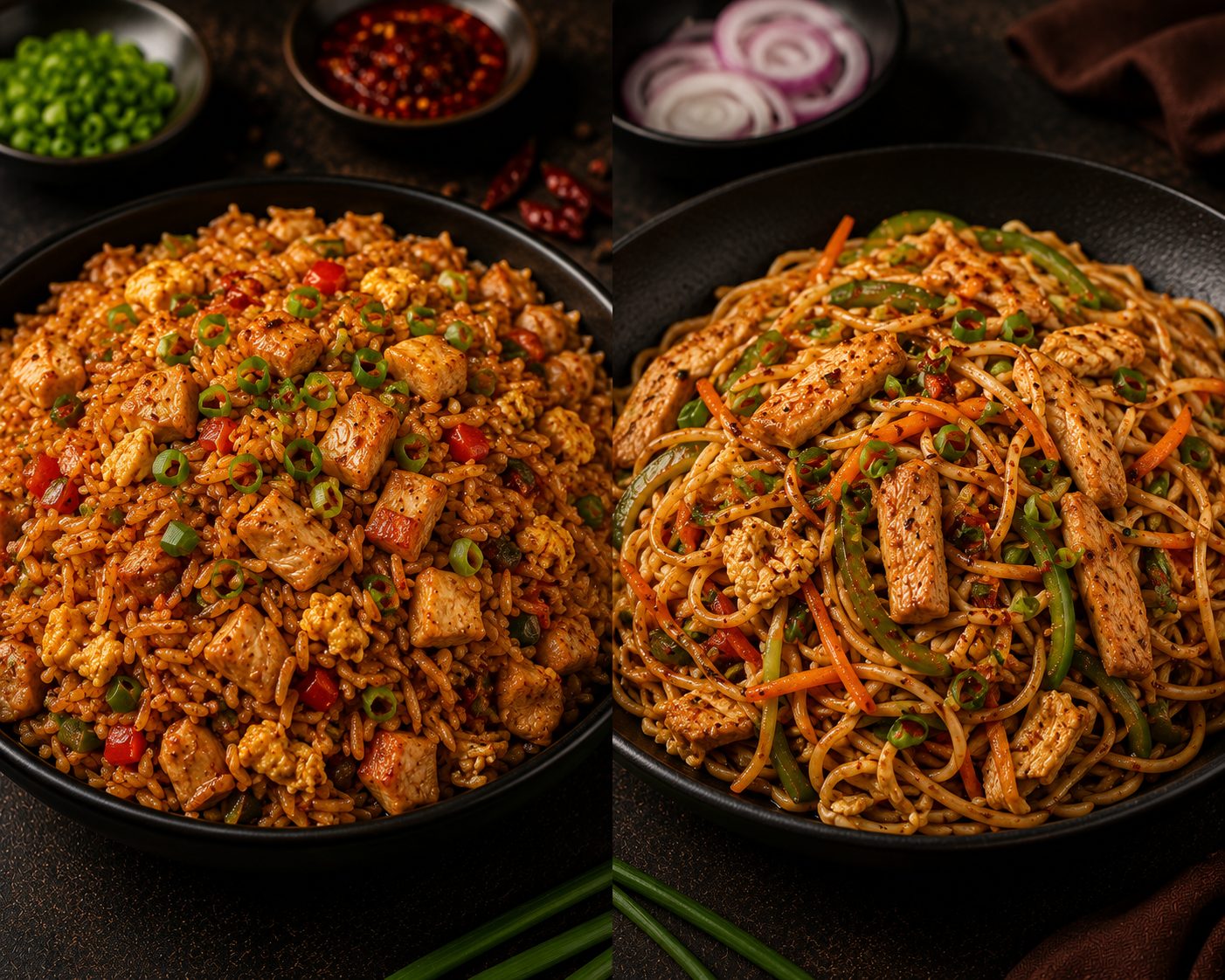 Schezwan Fried Rice / Noodles (Egg / Chicken)